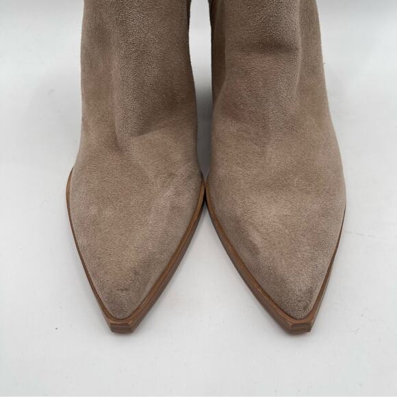 NEW MARC FISHER Boots Oshay Ankle Bootie Dark Walnut Stacked Heel Suede Size 11 - Picture 8 of 15